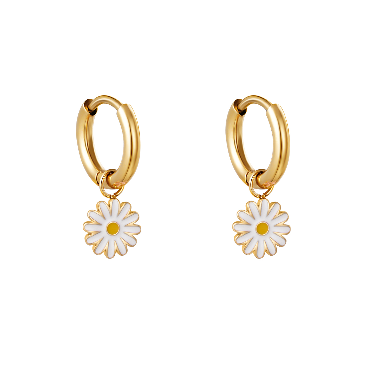Oorbel daisy | stainless steel goud