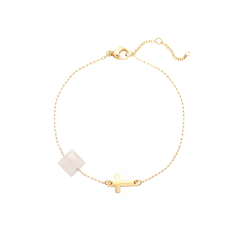 Armband cross | stainless steel goud