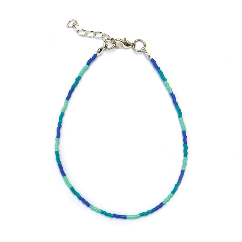 Enkelbandje | miyuki delica mix driedubbel blauw