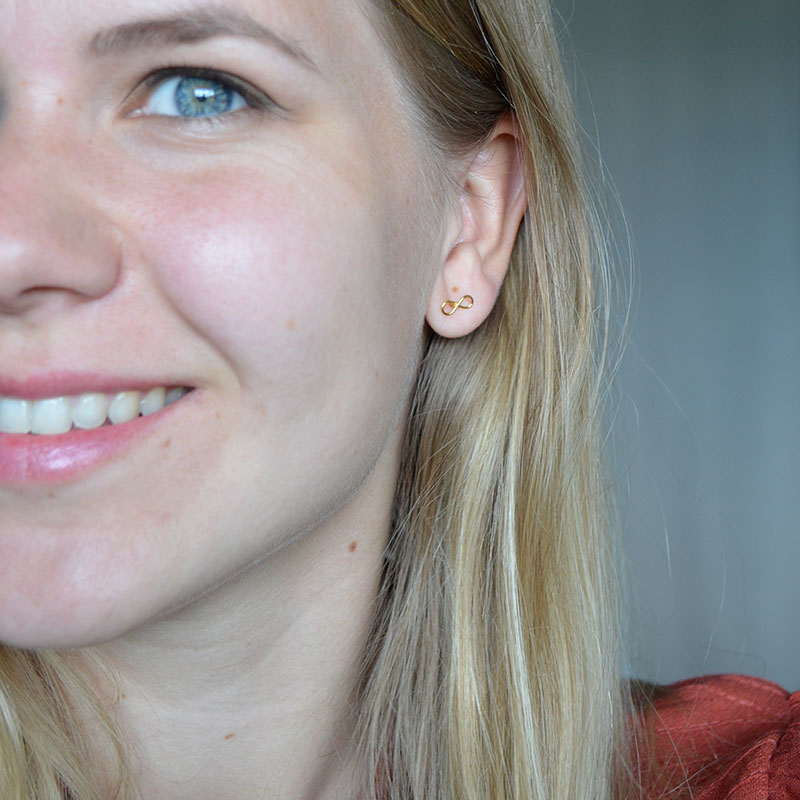 Oorbel inifity glad | verguld 925 zilver