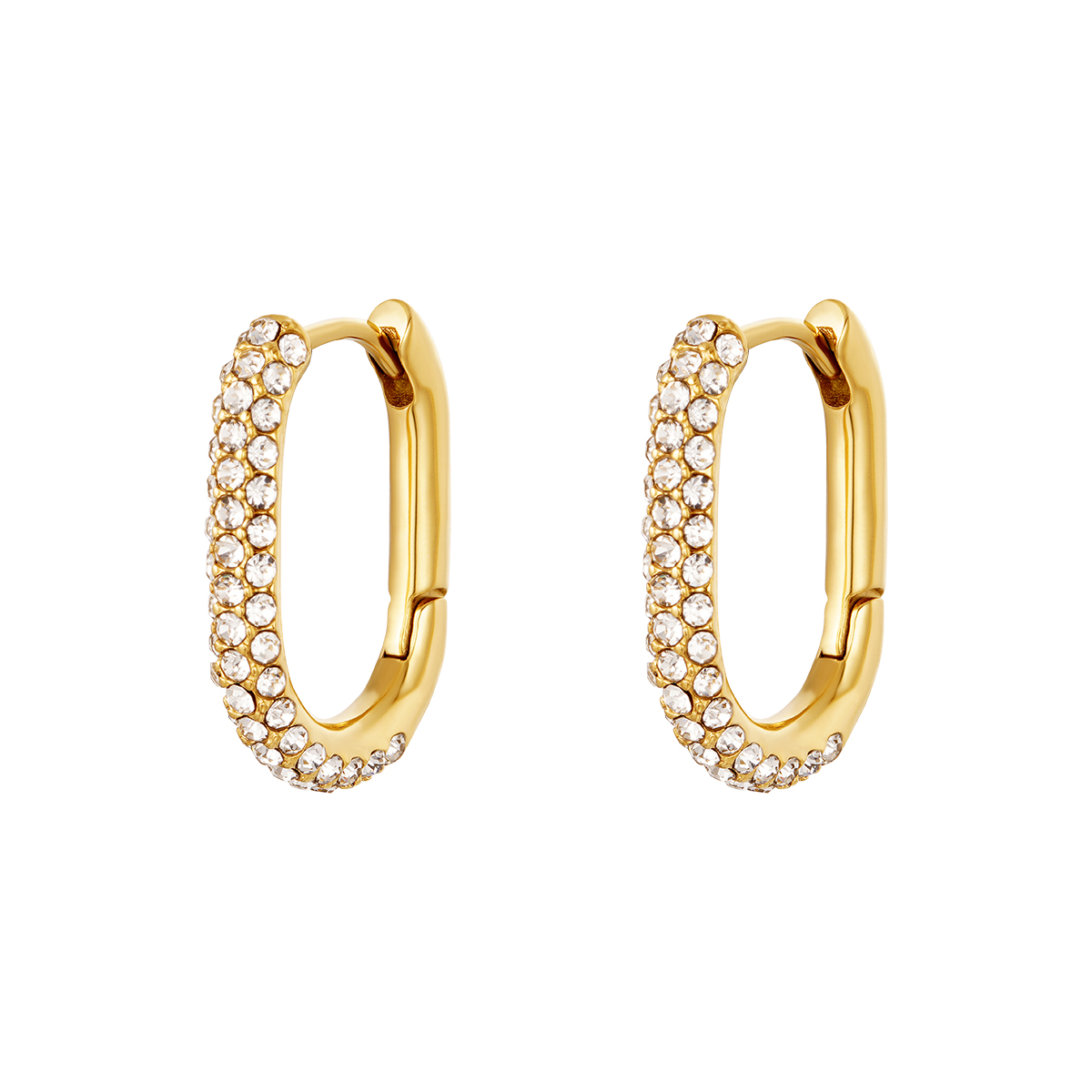 Oorbel zirkonia groot | stainless steel goud