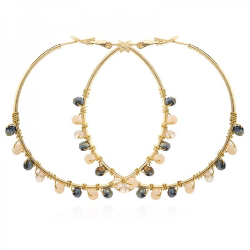 Oorbel hoop met kralen | goud