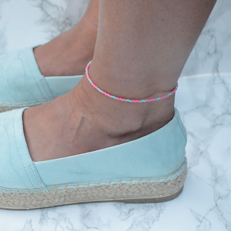 Enkelbandje | mix roze/turkoois