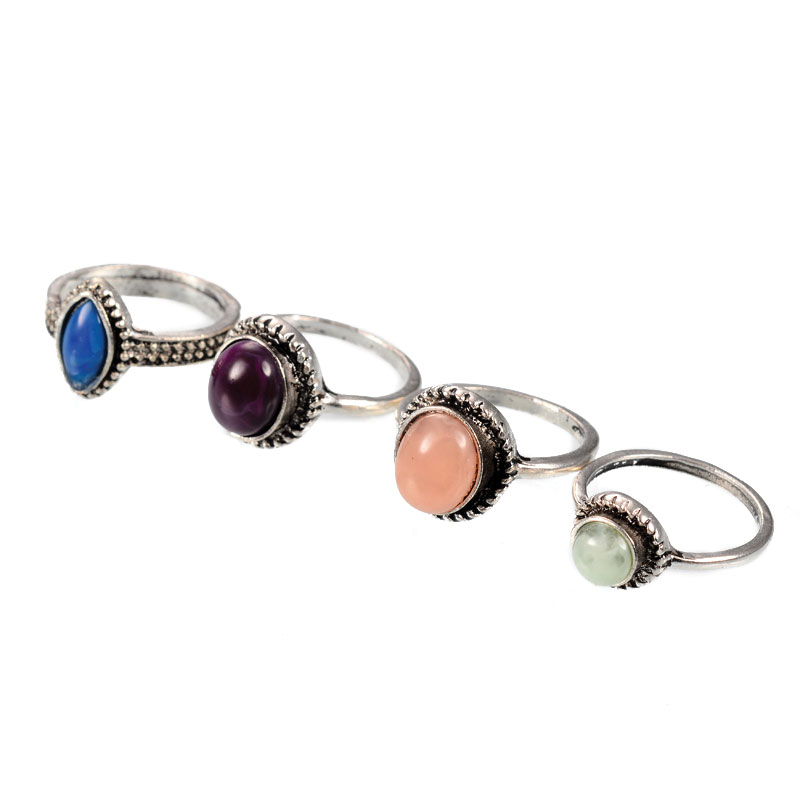 Ringenset gekleurde steen | zilver