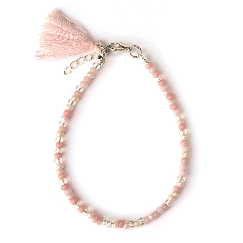 Enkelbandje | rocaille lichtroze