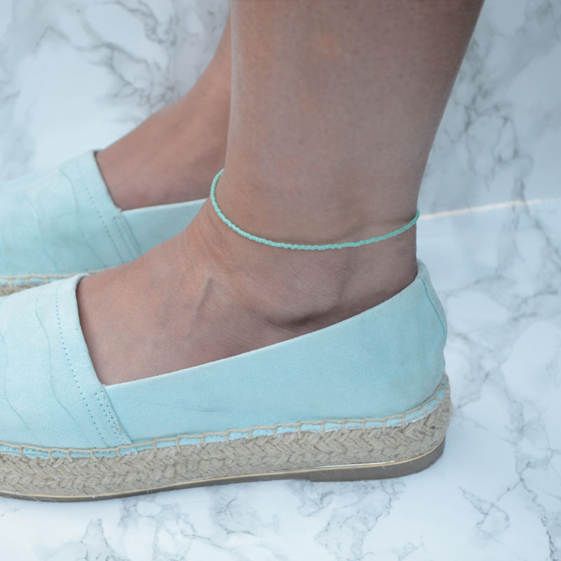 Enkelbandje | miyuki delica zeegroen