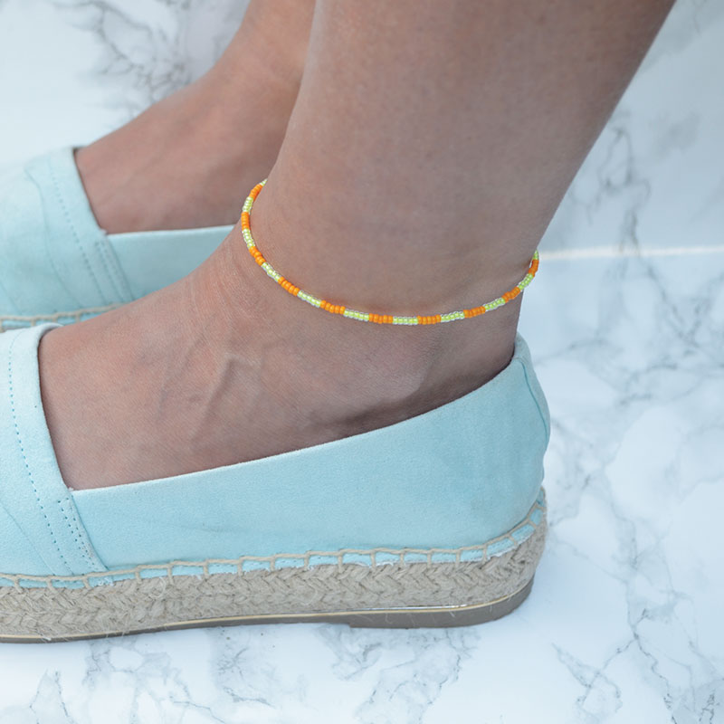 Enkelbandje | rocaille mix oranje/geel