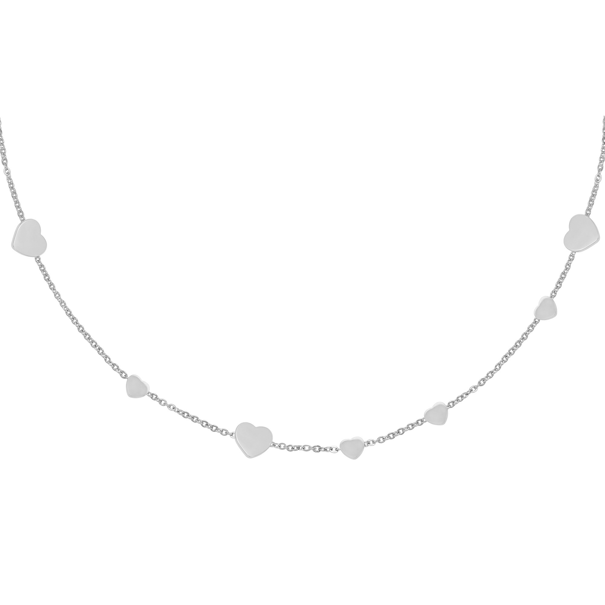 Ketting hartjes | stainless steel zilver