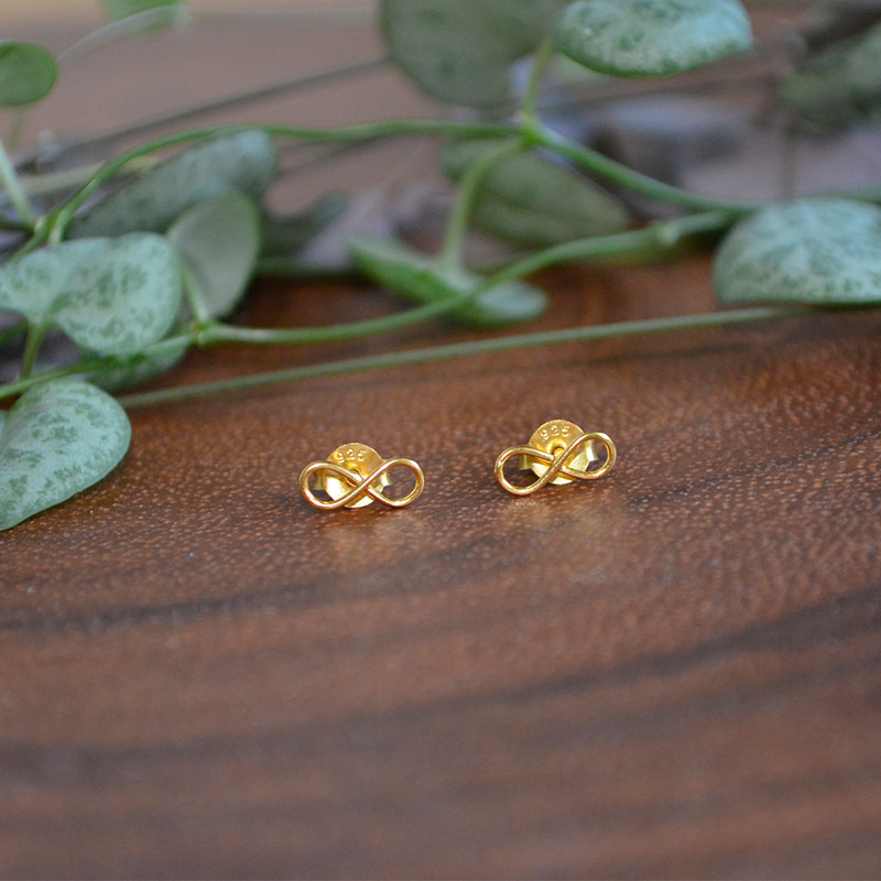 Oorbel inifity glad | verguld 925 zilver