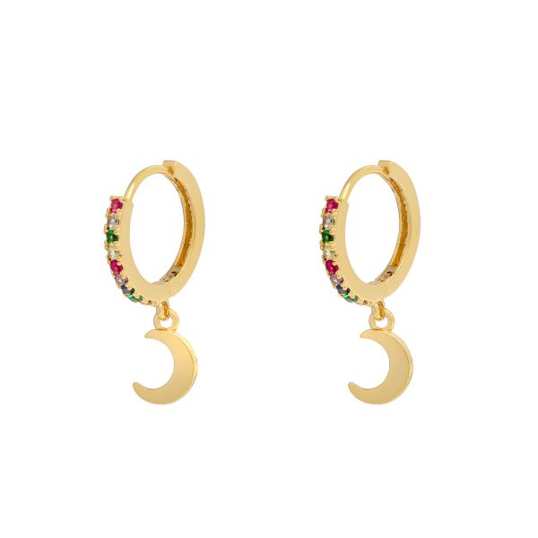Oorbel rhinestone maan | goud