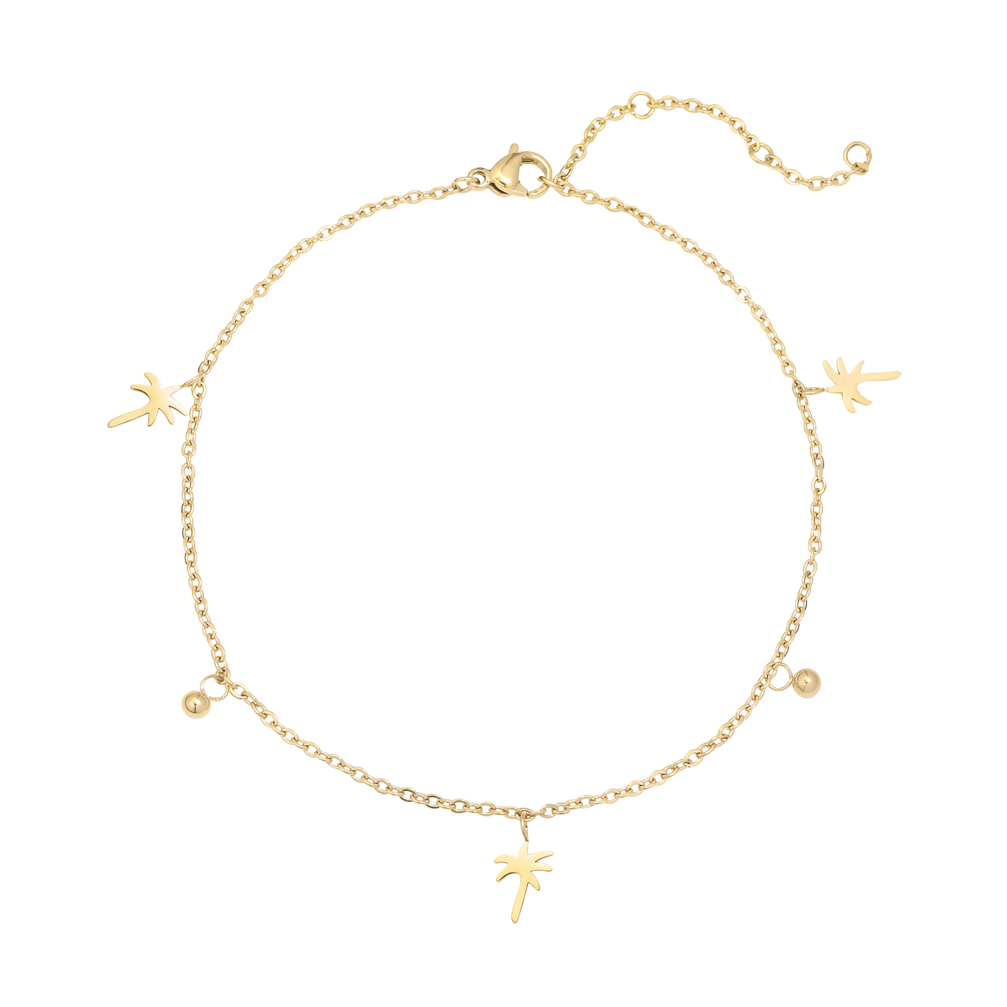 Enkelbandje palmboom | stainless steel goud