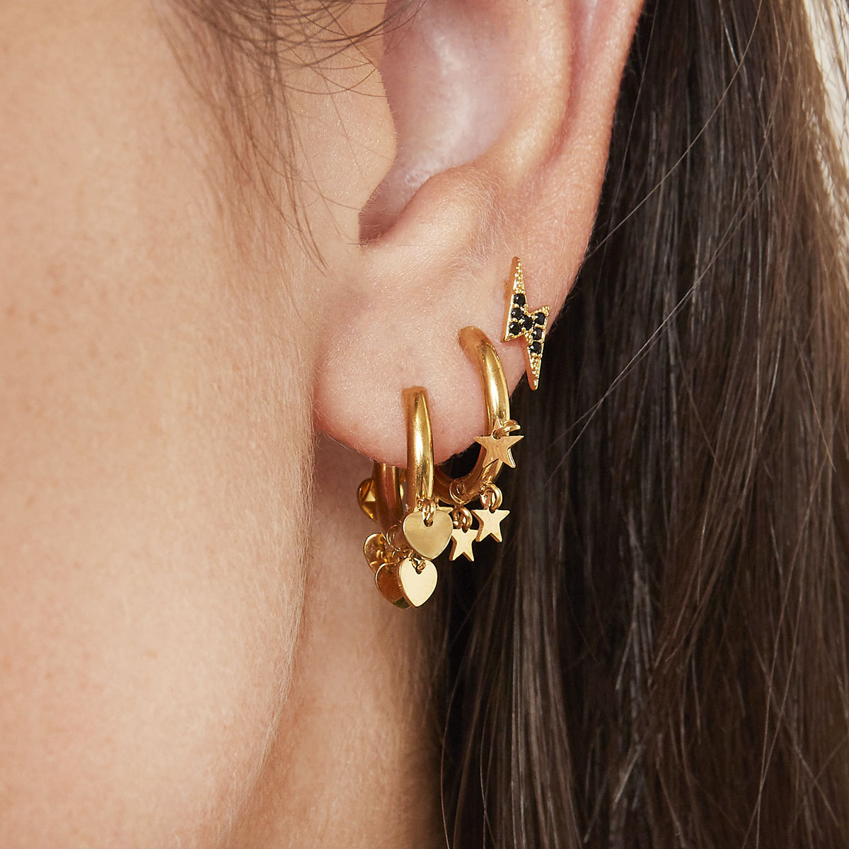 Oorbel stars | stainless steel goud