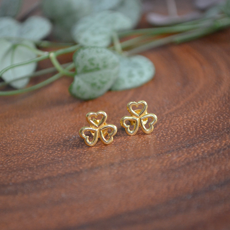 Oorbel klaver | verguld 925 zilver