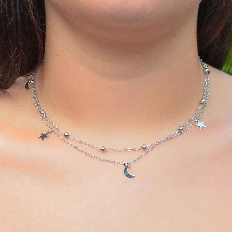 Ketting ster & maan | zilver
