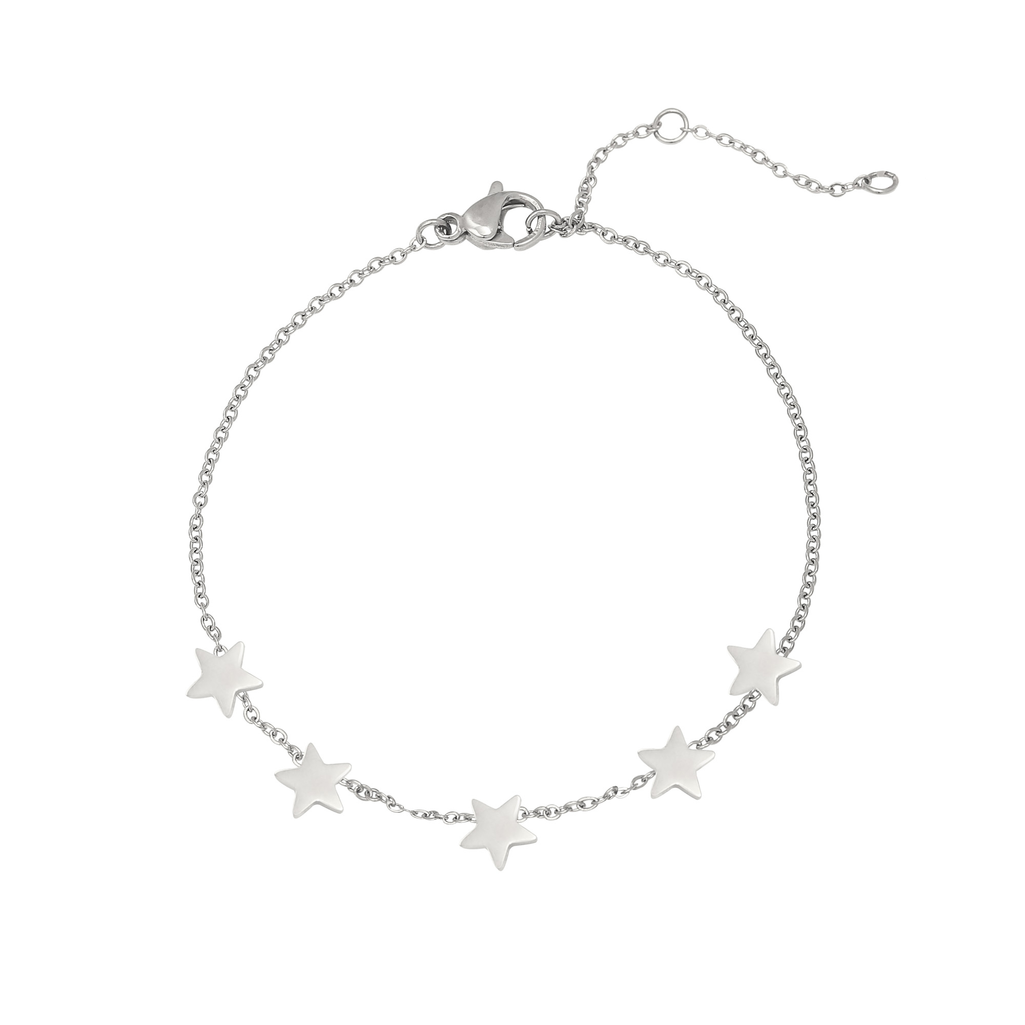 Armband vijf sterren | stainless steel zilver
