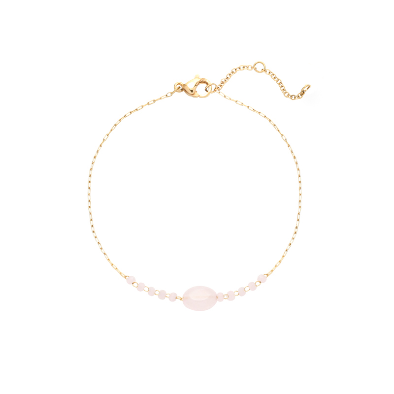 Armband pink stones | stainless steel goud
