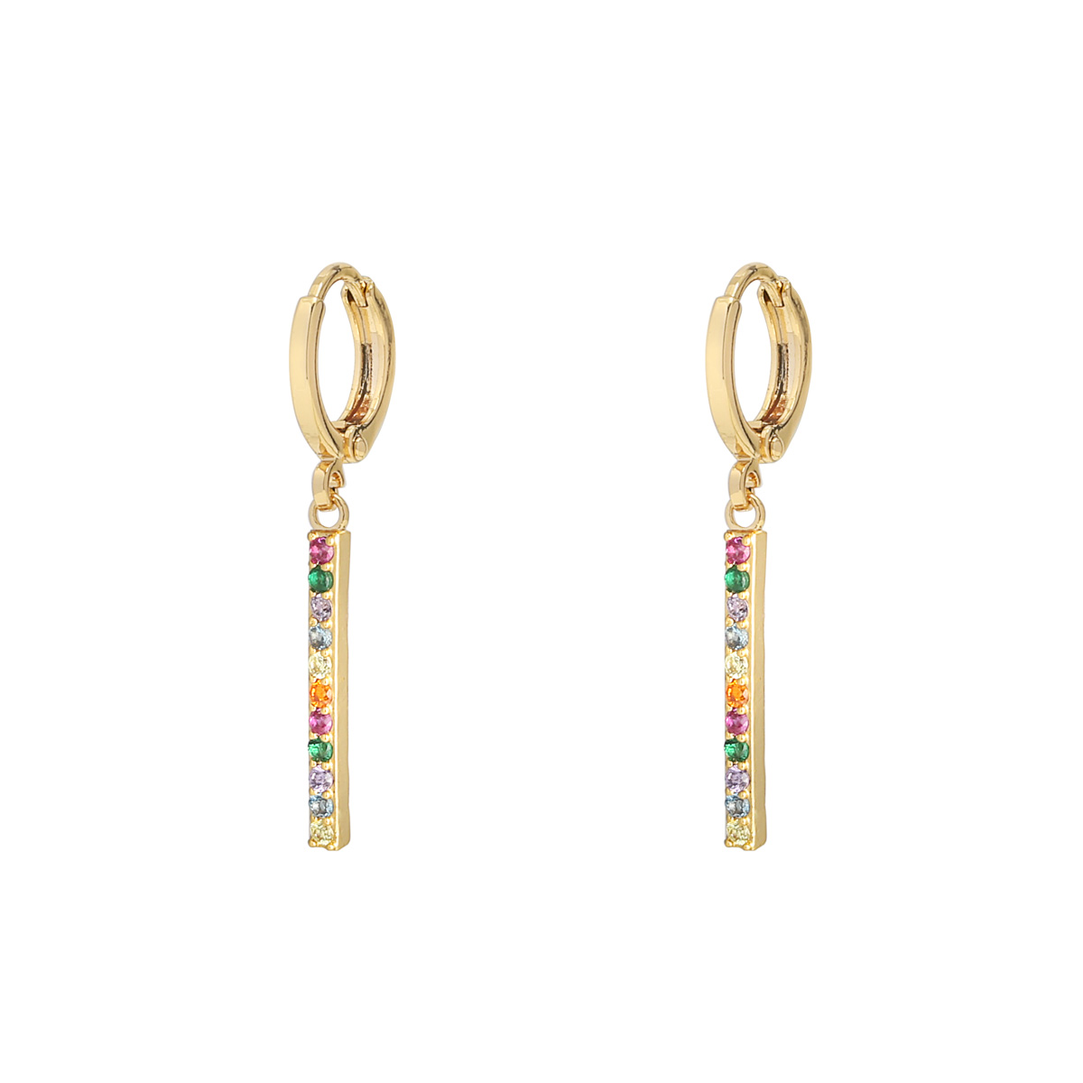 Oorbel rhinestone bar | goud