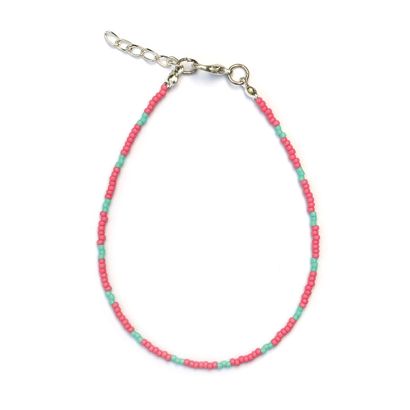 Enkelbandje | mix roze/turkoois