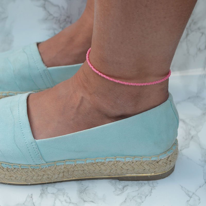 Enkelbandje | rocaille roze