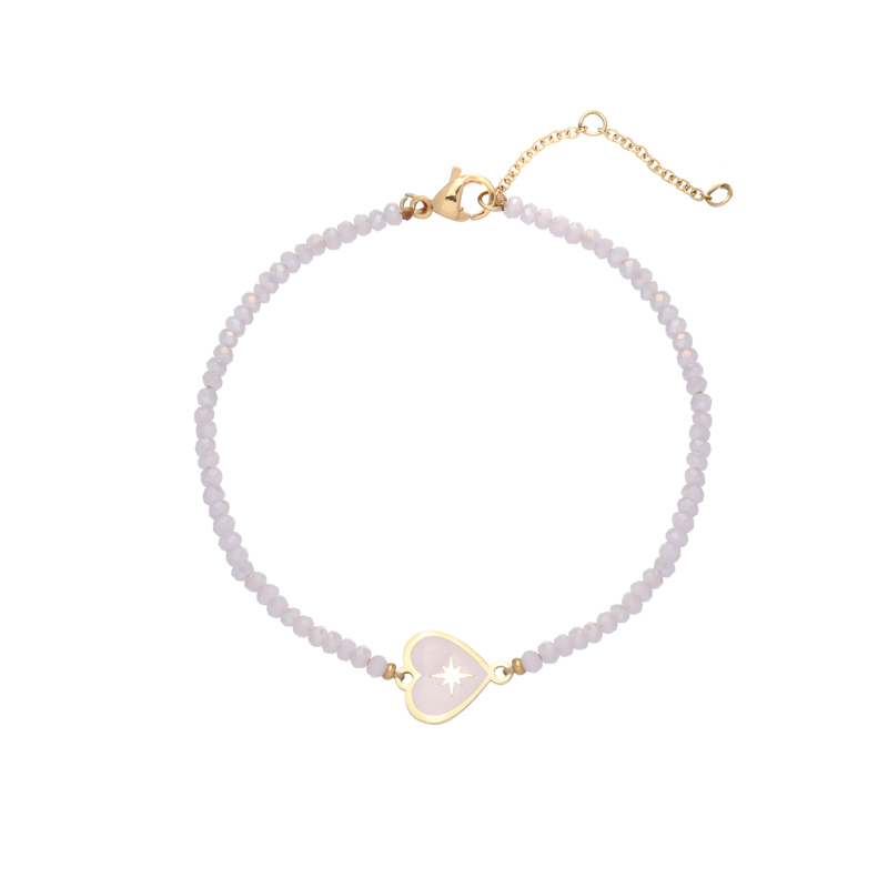 Armband beaded heart | stainless steel goud