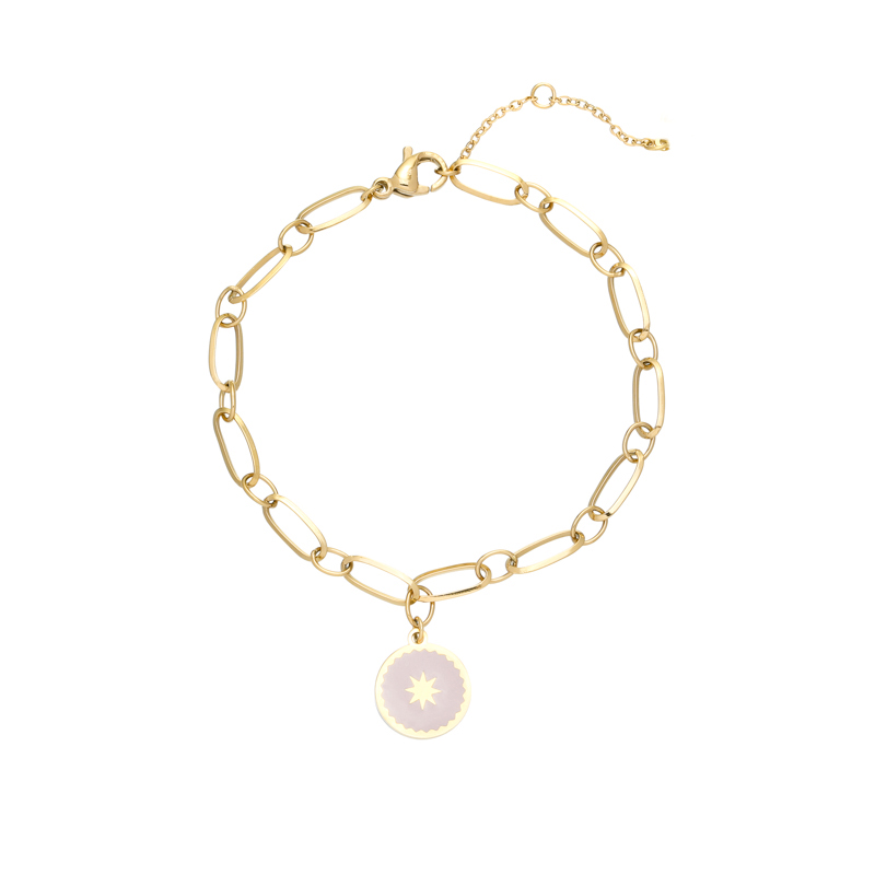 Armband round star | stainless steel goud