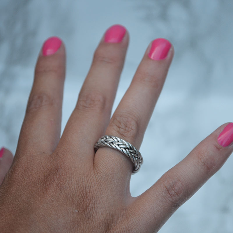 Ring | vlecht zilver