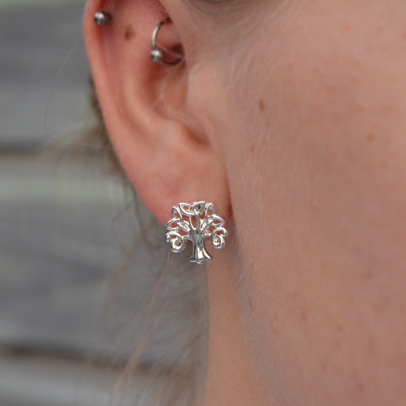 Oorbel levensboom| zilver