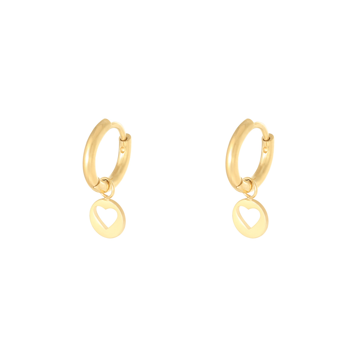 Oorbel heart coin | stainless steel goud