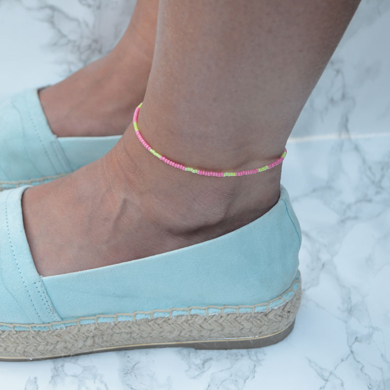 Enkelbandje | mix roze/geel