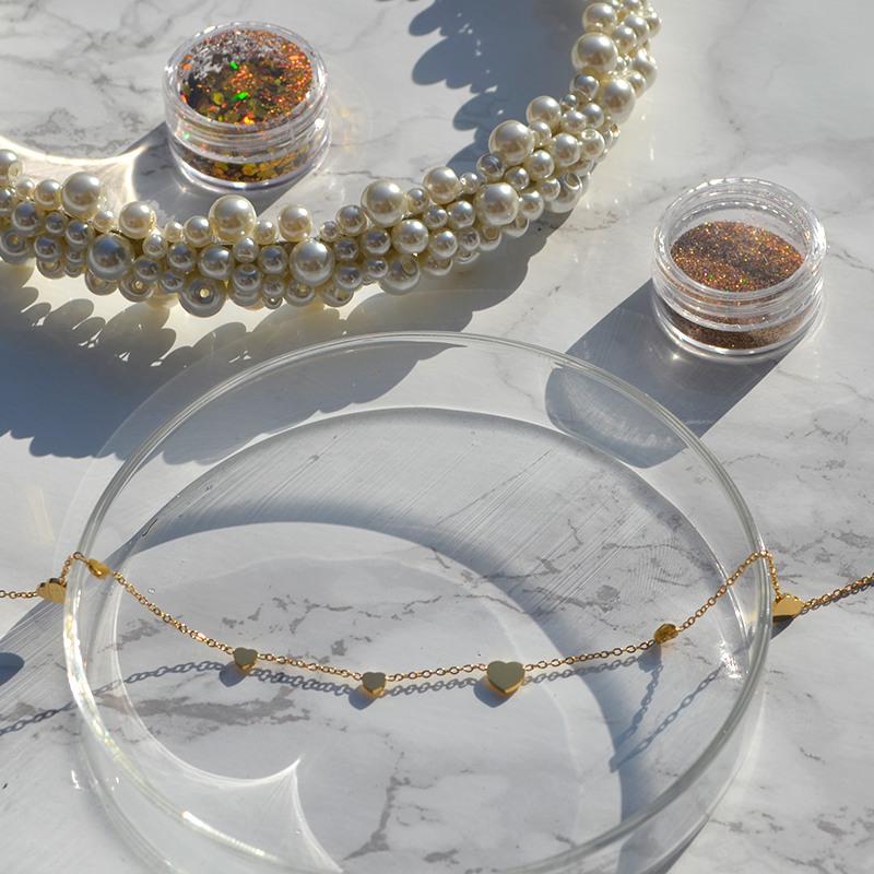 Ketting hartjes | stainless steel goud