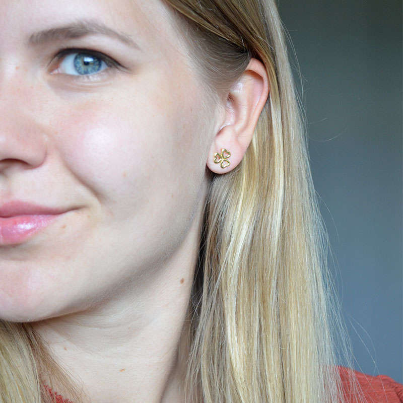 Oorbel klaver | verguld 925 zilver