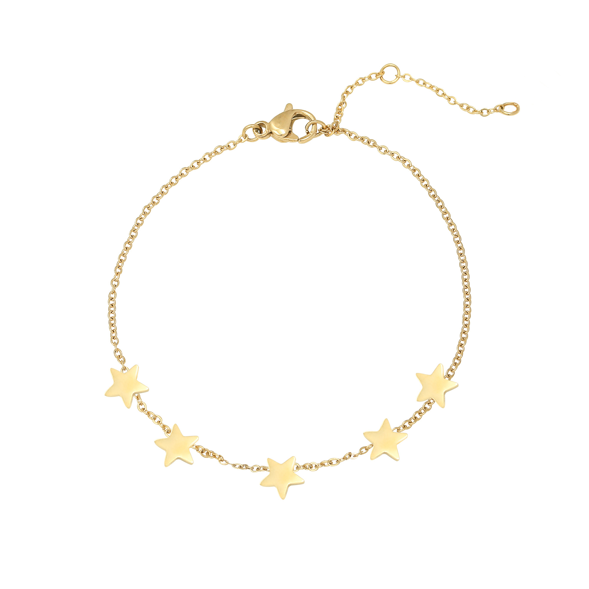 Armband vijf sterren | stainless steel goud