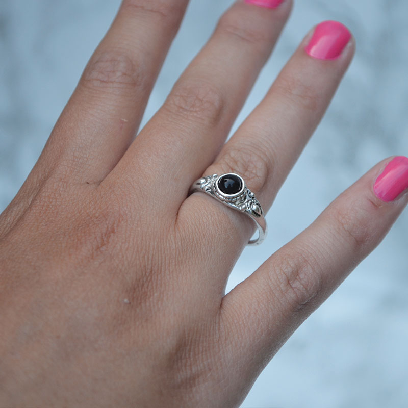 Ring | steen zwart