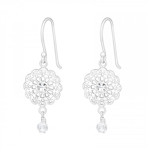 Oorbel rond kristal | 925 zilver