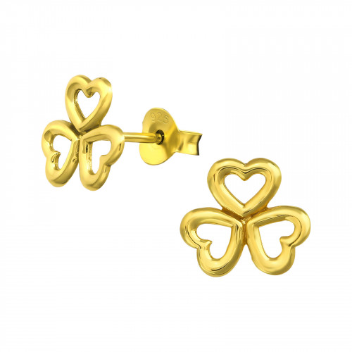 Oorbel klaver | verguld 925 zilver