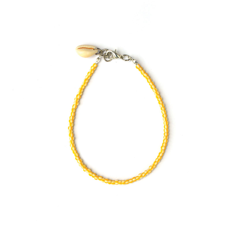 Enkelbandje | rocaille geel/wit