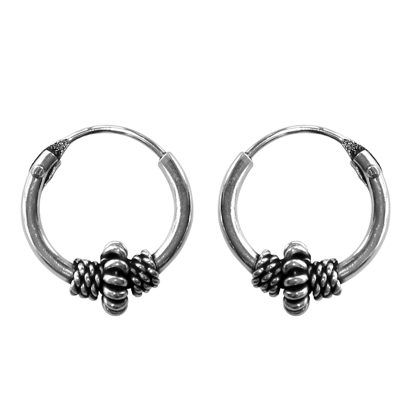 Oorbel Bali hoop (10mm) Koperasi | 925 zilver