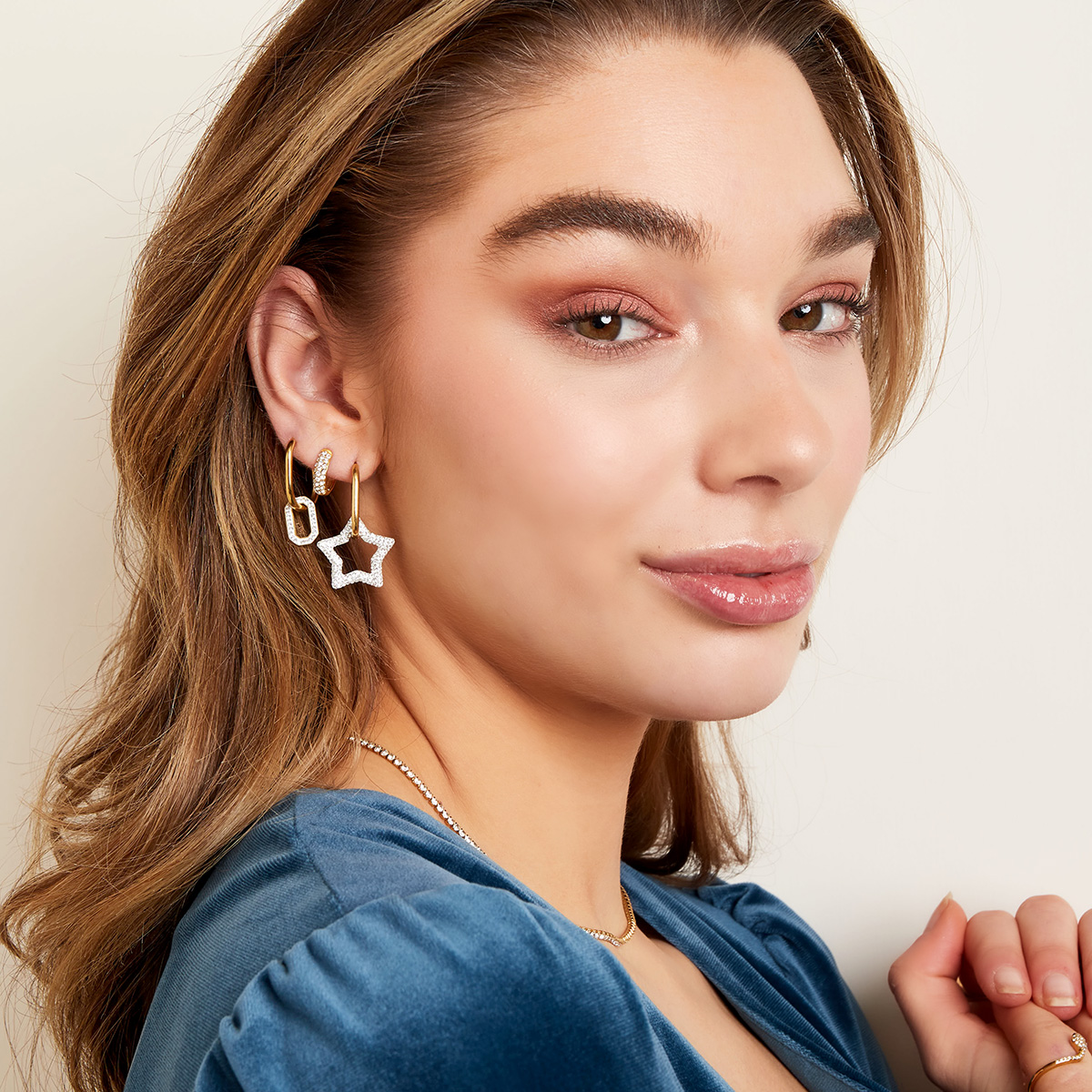 Oorbel zirkonia klein | stainless steel goud