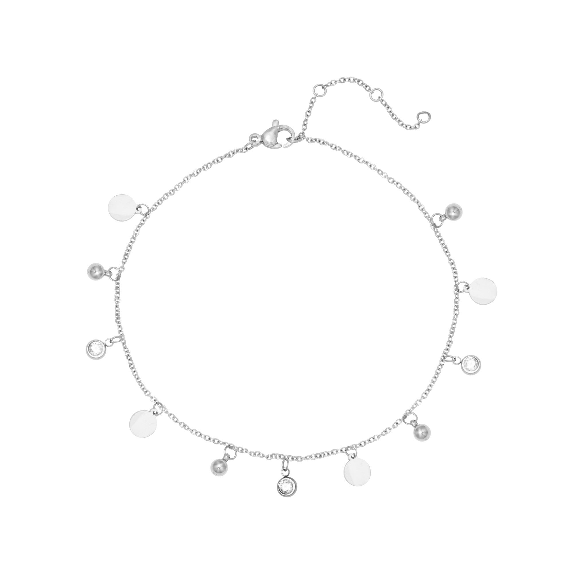 Enkelbandje munt | stainless steel zilver